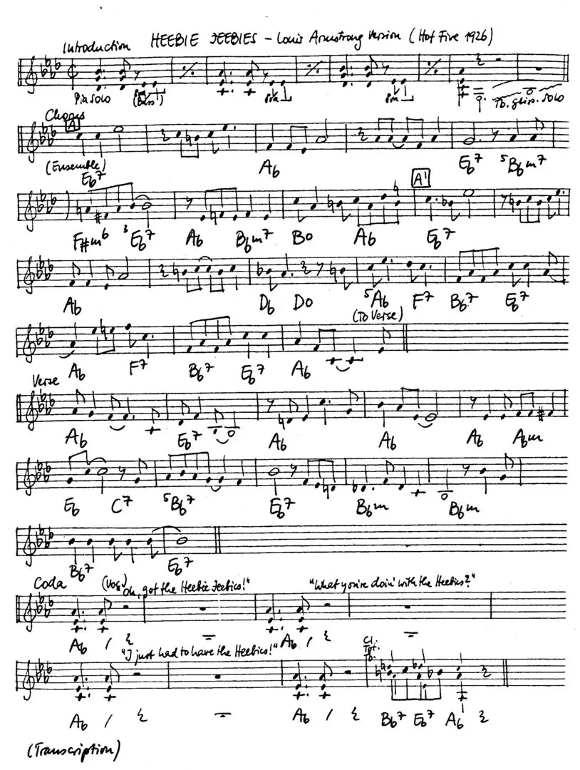 heebie jeebies - hot 5 free jazz leadsheet - Courtesy of the Jungle Jazz Band